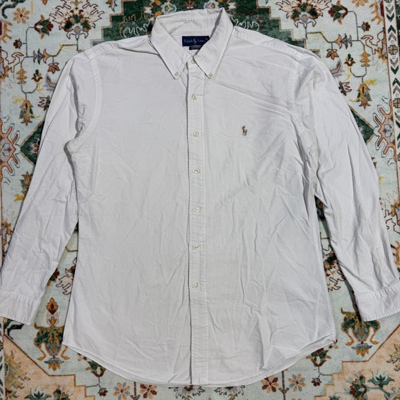 Ralph Lauren Men's White Long Sleeve Button Down Custom Fit Dress Shirt XL - Picture 1 of 6